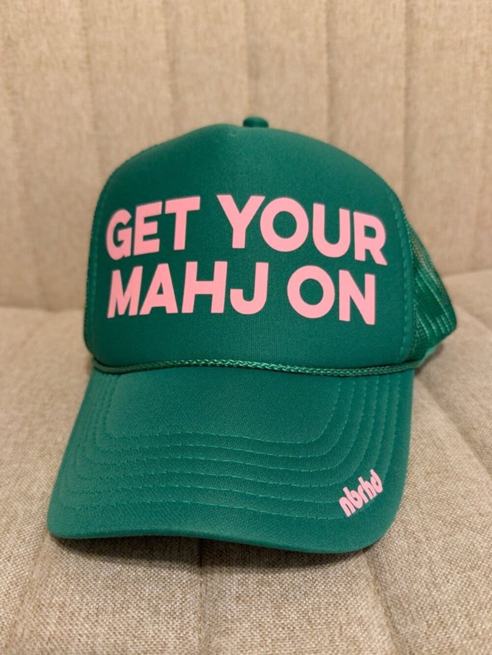 nbhd Get Your Mahj On Mahjong Trucker Hat Green Pink